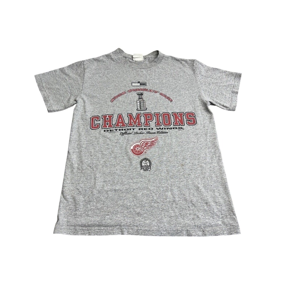2002 Detroit Red Wings NHL Hockey Stanley Cup Champs Official T-Shirt Size L Vtg